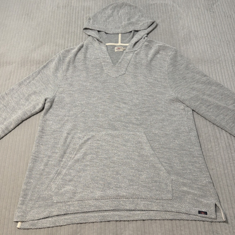 Faherty Whitewater Beach Hoodie Mens XL Gray Waffle Knit Pullover Sweater - Picture 3 of 8